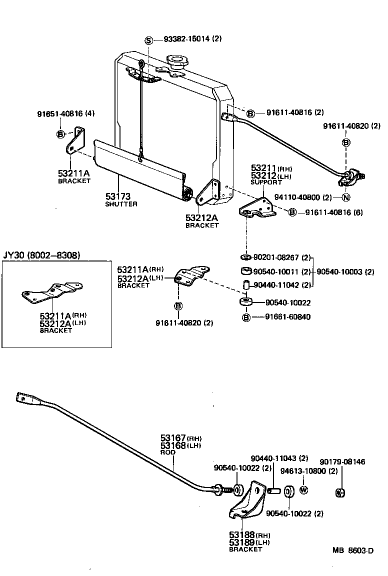 53222-36030 BRACKET, RADIATOR BRACE ROD, LH product image