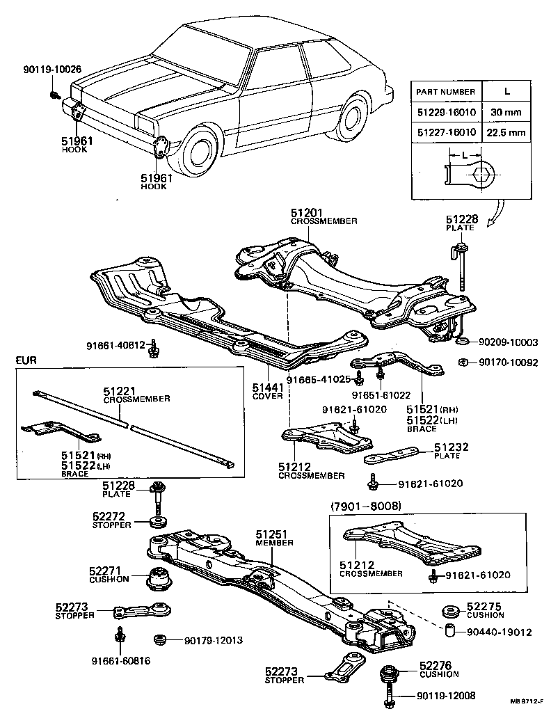 51229-16010 PLATE, SUSPENSION MEMBER SET product image