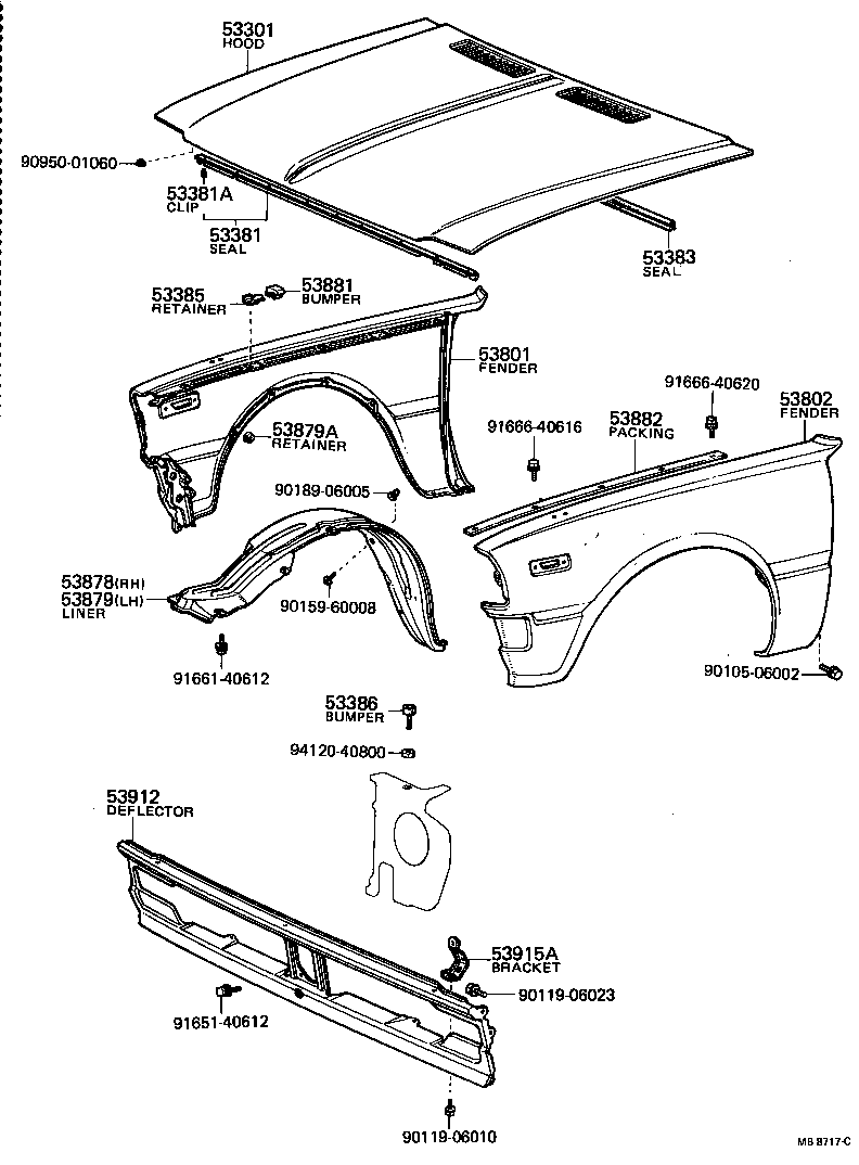 53879-22010 RETAINER, FRONT FENDER LINER product image