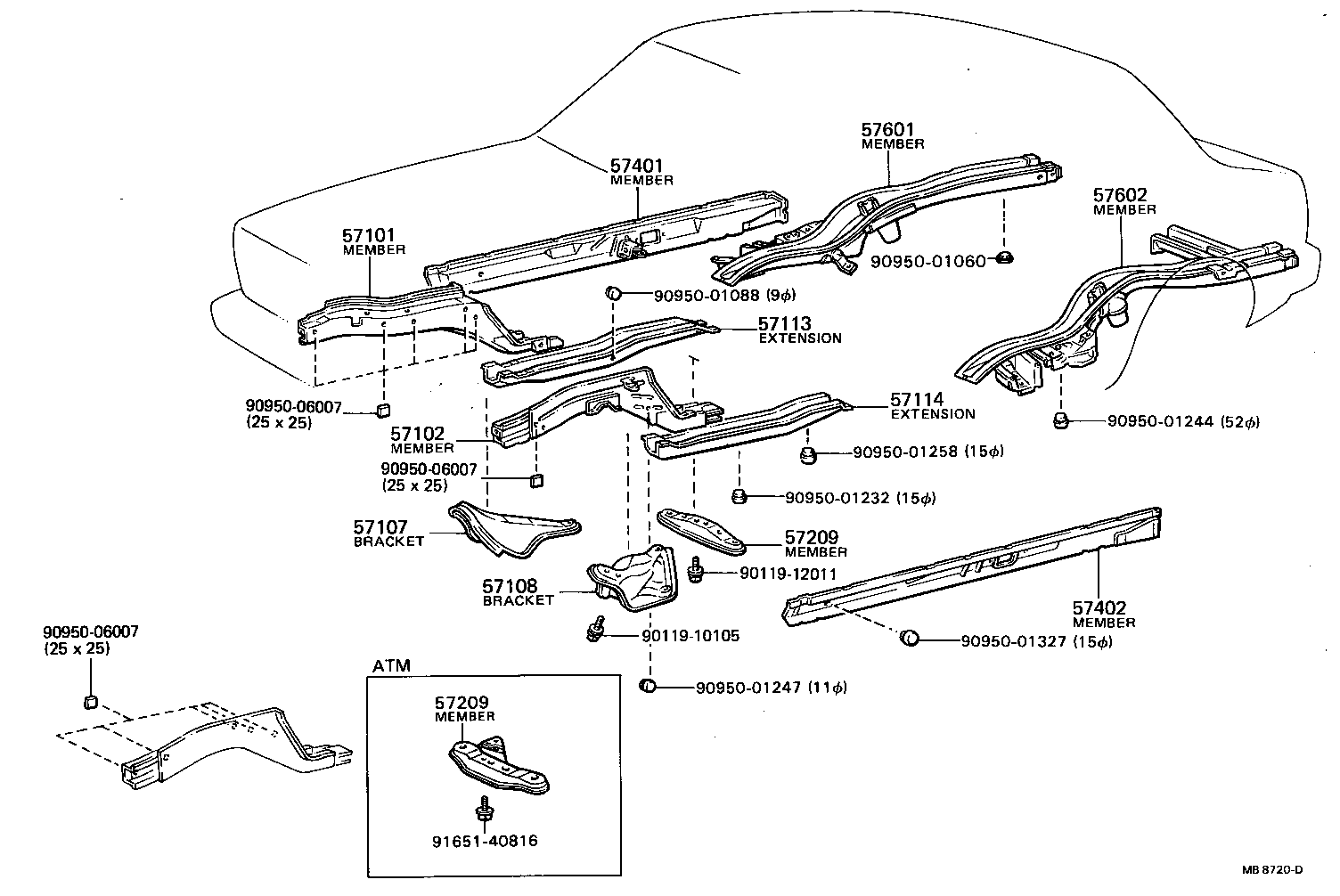 57255-16010 MEMBER SUB-ASSY, ENGINE REAR SUPPORT product image