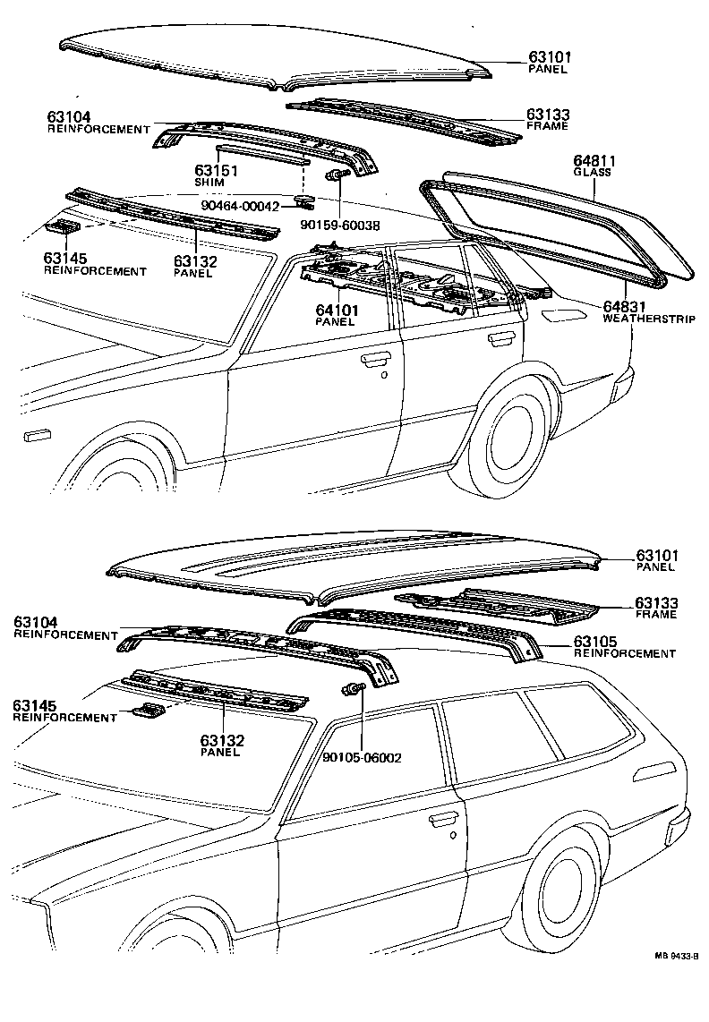 63103-12040 REINFORCEMENT SUB-ASSY, ROOF PANEL, CENTER product image
