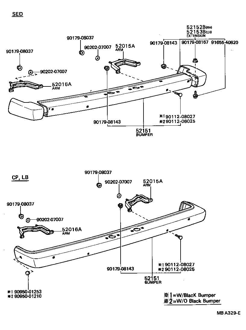 52181-12150 ARM SUB-ASSY, REAR BUMPER, RH product image