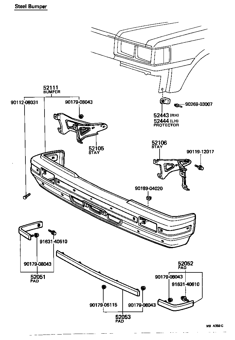 52052-39025 PAD SUB-ASSY, FRONT BUMPER, LH product image