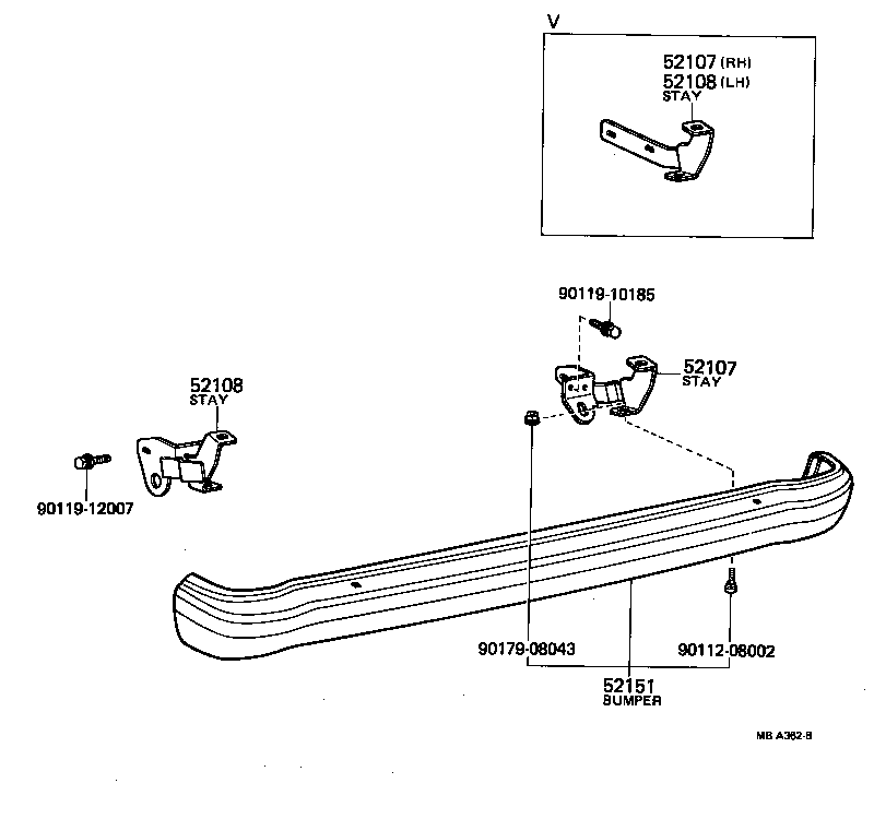 52016-91701 STAY SUB-ASSY, REAR BUMPER, LH product image