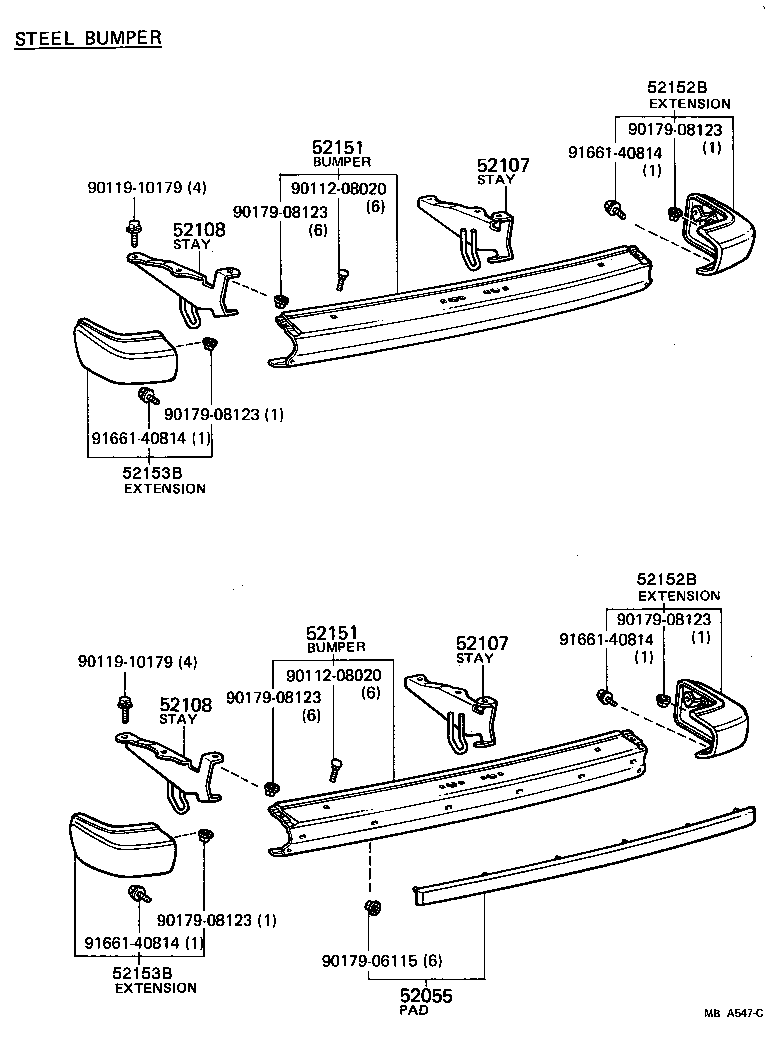 52159-14051 COVER, REAR BUMPER product image