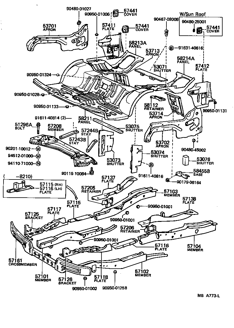 53729-95703 SHUTTER SUB-ASSY, HOT AIR, LOWER product image