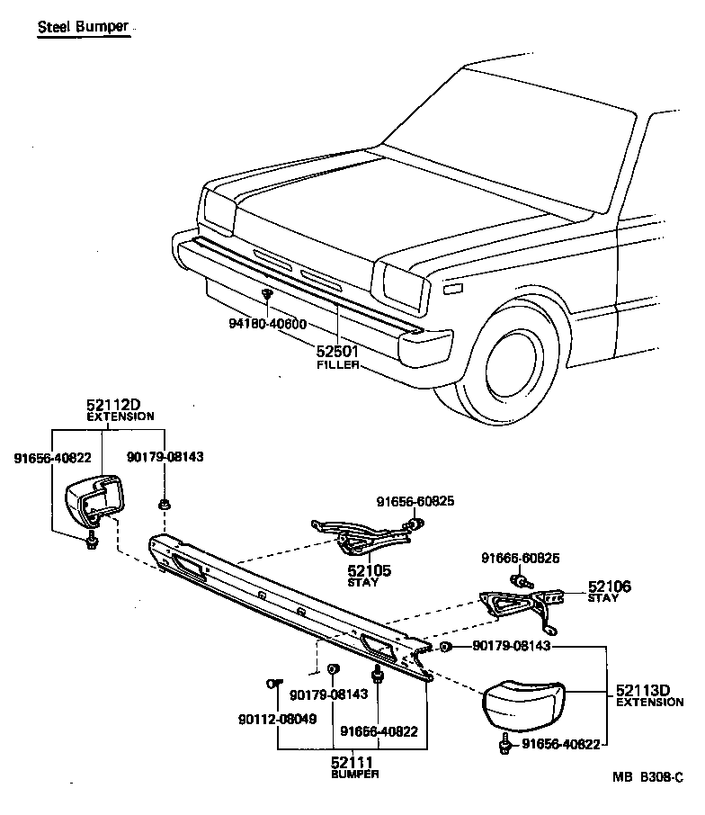 52102-19145 EXTENSION, FRONT BUMPER, RH product image