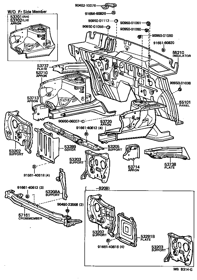 53203-10080 SUPPORT SUB-ASSY, RADIATOR, LH product image