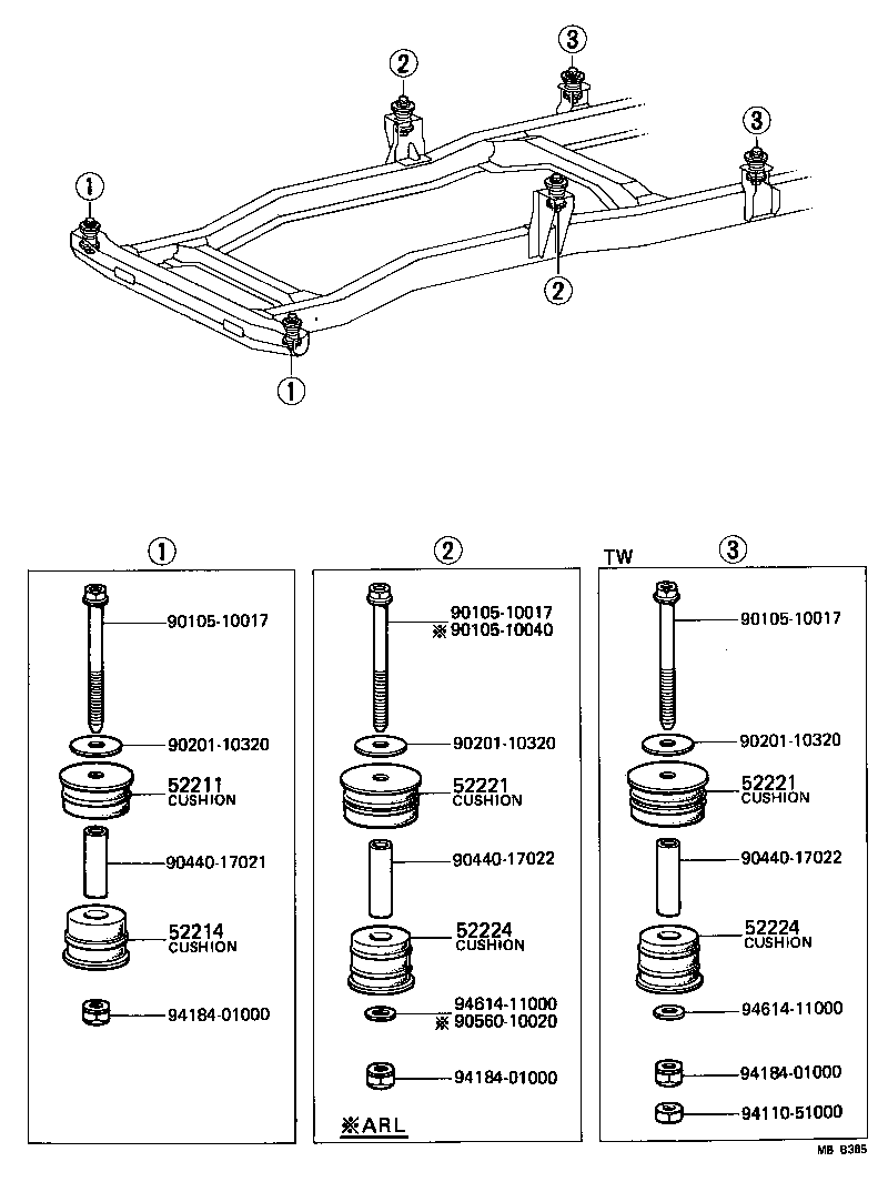 52204-25020 CUSHION, BODY MOUNT, NO.2 LOWER product image
