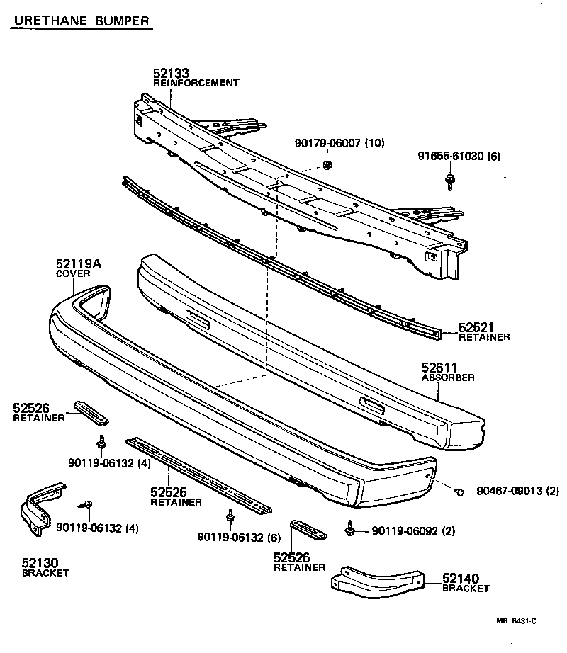 52102-19195 EXTENSION, FRONT BUMPER, RH product image