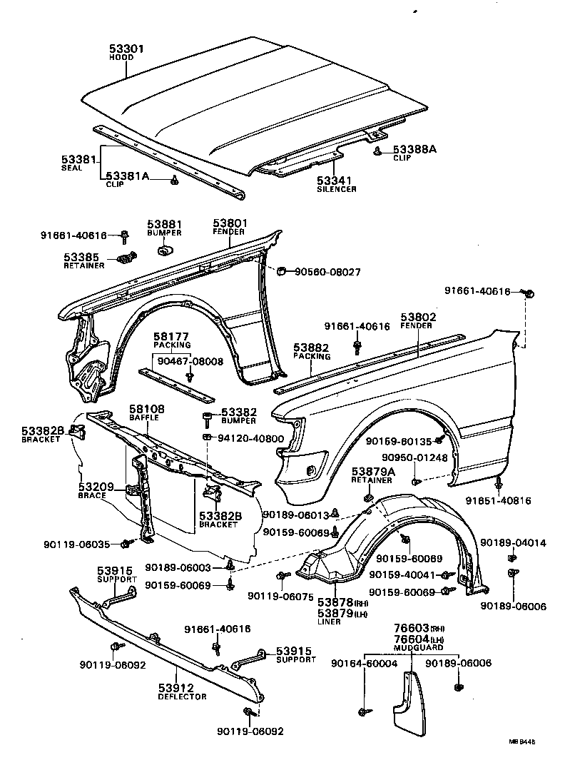 53381-20060 SEAL, HOOD TO RADIATOR SUPPORT product image