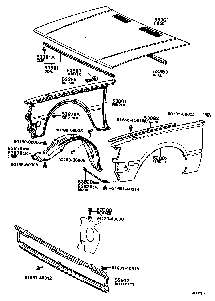 53879-22010 RETAINER, FRONT FENDER LINER product image