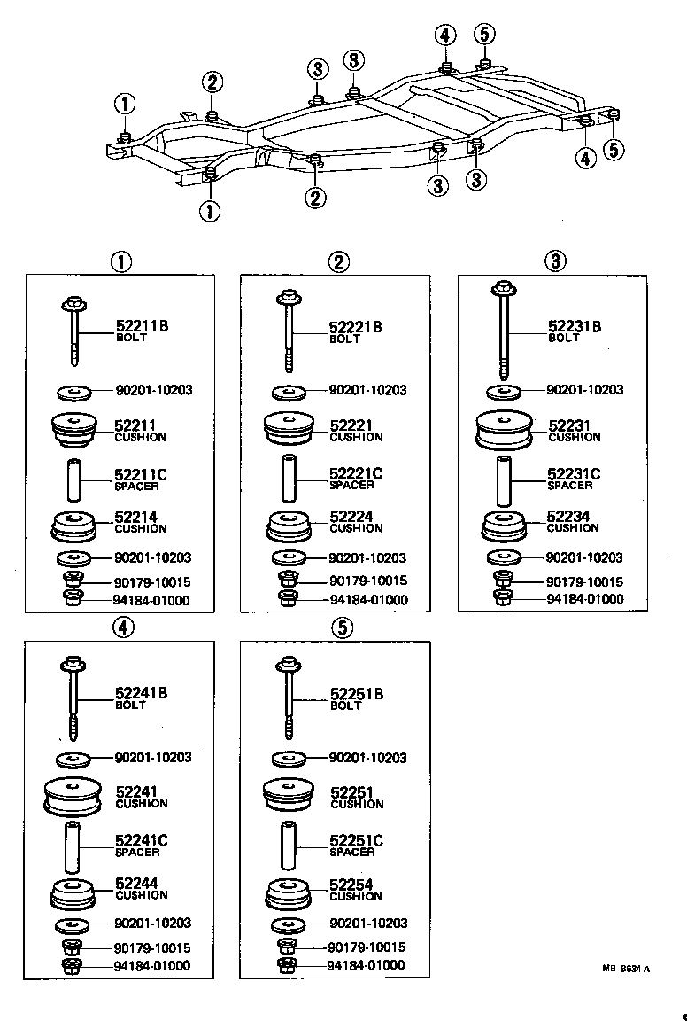 90105-10040 BOLT(FOR BODY MOUNT NO.2 CUSHION) product image