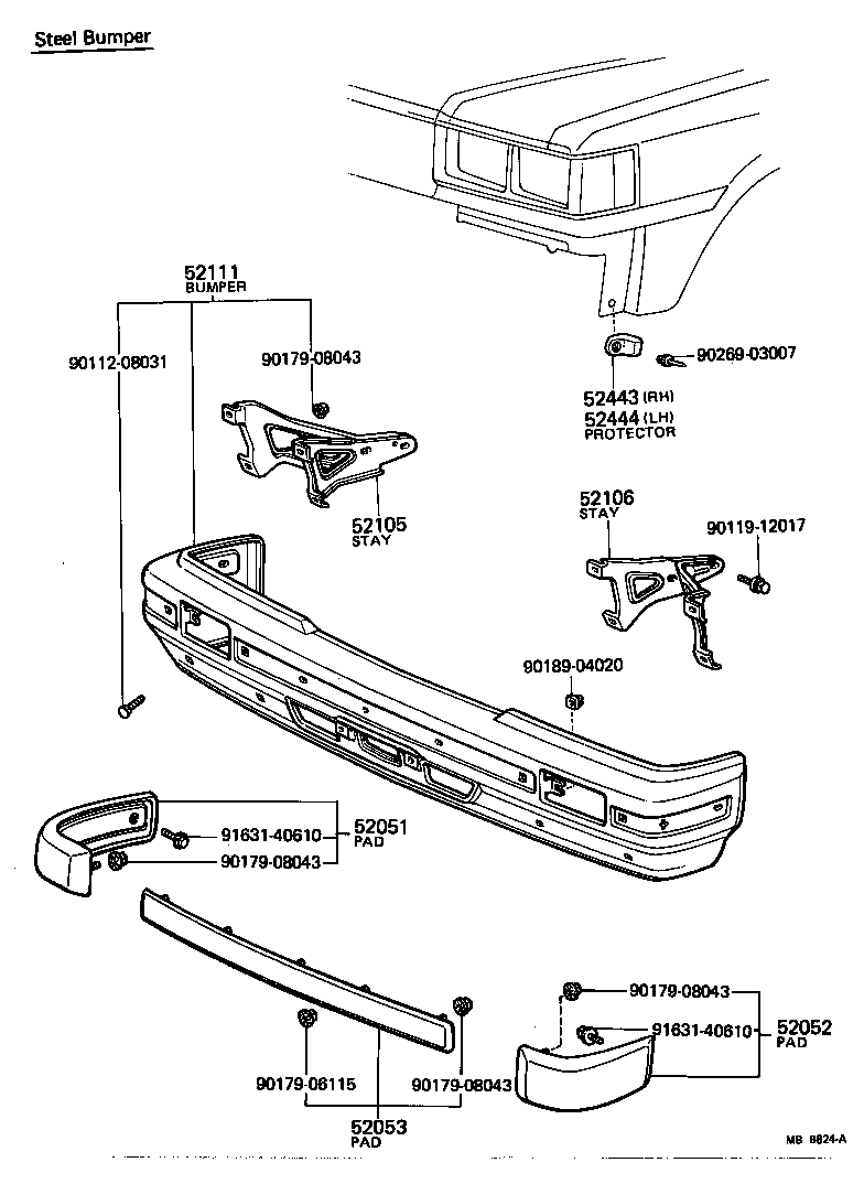 52052-39025 PAD SUB-ASSY, FRONT BUMPER, LH product image
