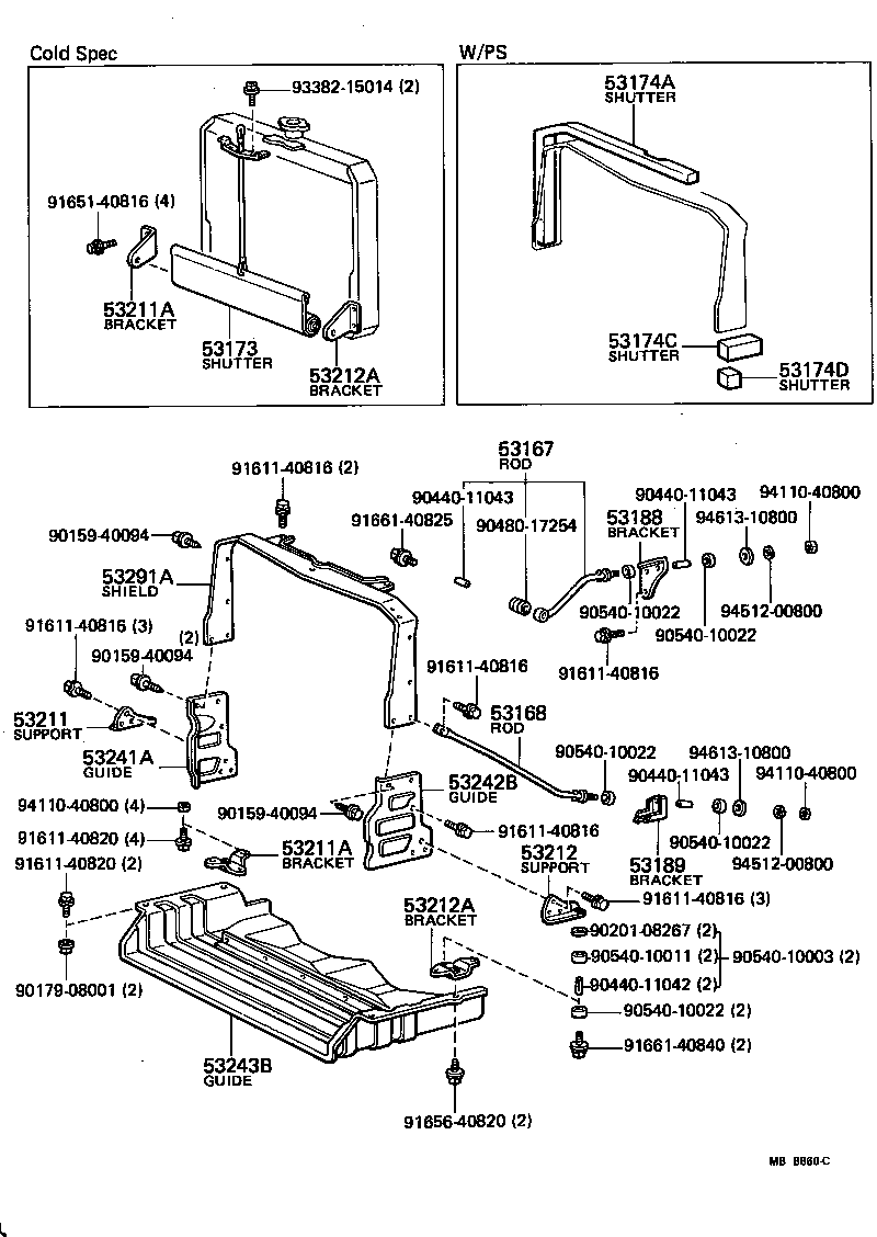 53222-36030 BRACKET, RADIATOR BRACE ROD, LH product image