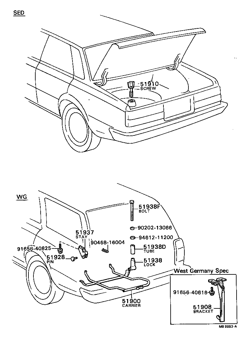 90101-12007 BOLT(FOR SPARE WHEEL CARRIER LOCK) product image