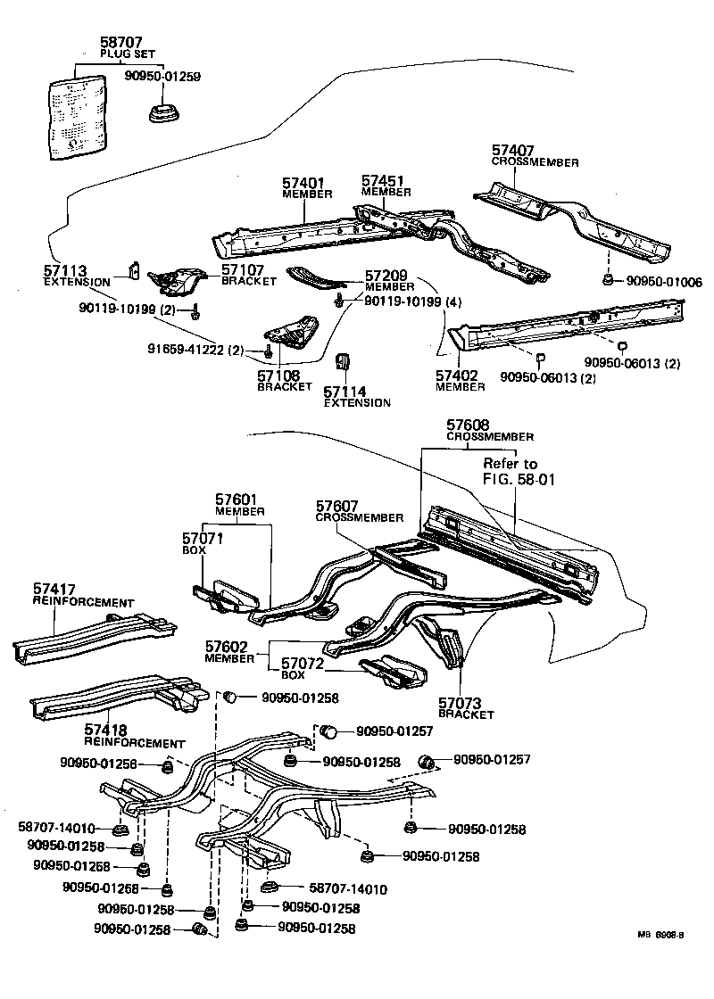 57209-22110 MEMBER SUB-ASSY, ENGINE REAR SUPPORT product image