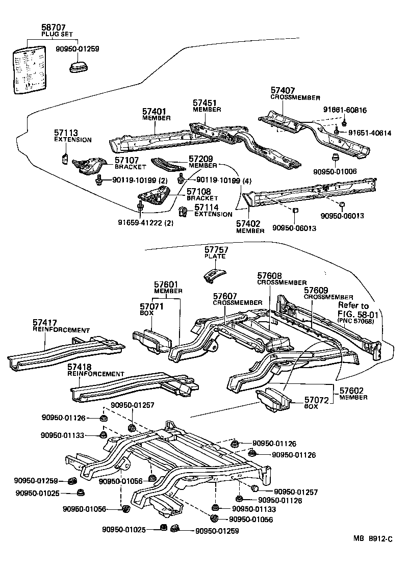 57209-22110 MEMBER SUB-ASSY, ENGINE REAR SUPPORT product image