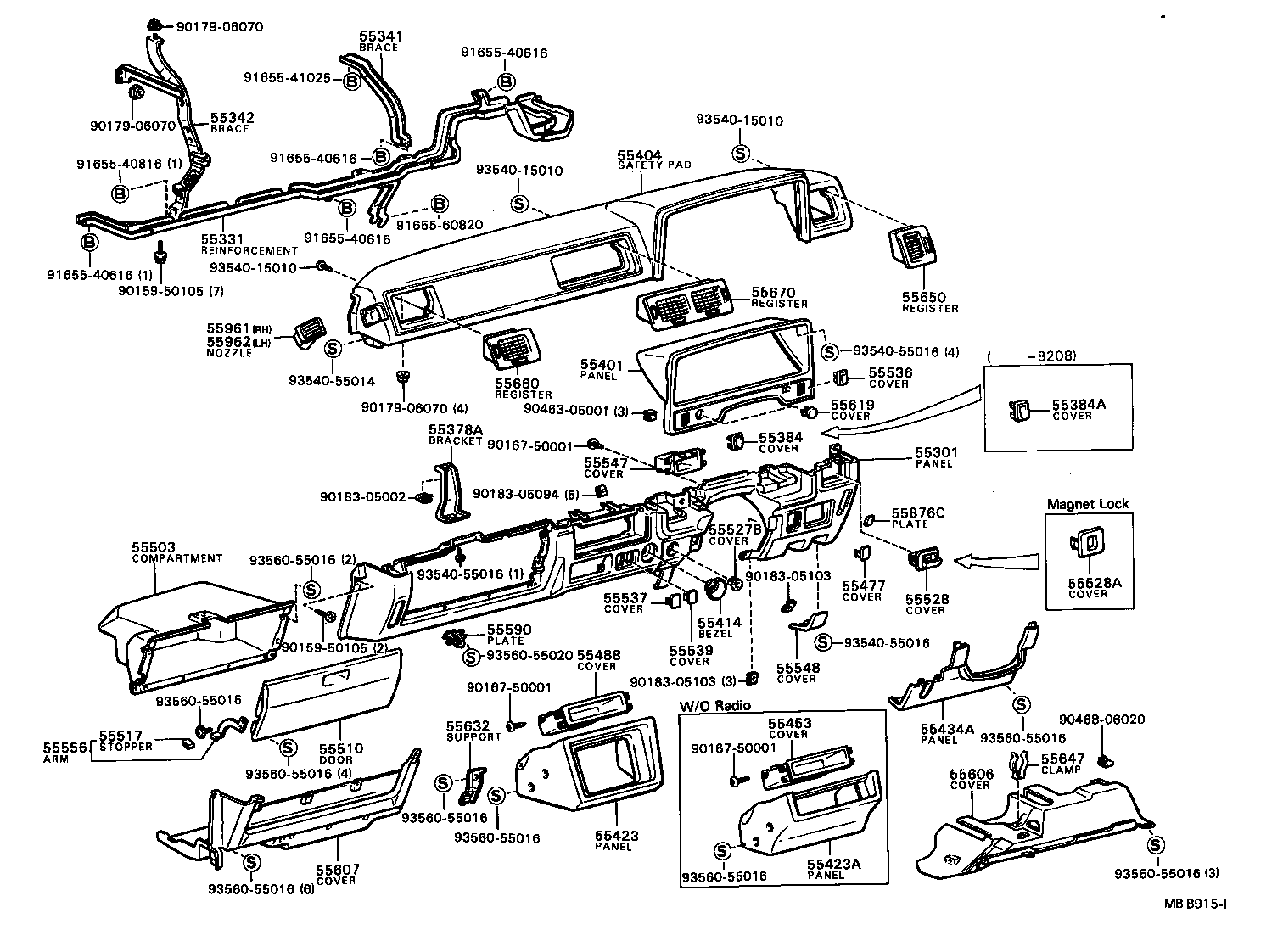 55306-22070 BRACE, INSTRUMENT PANEL, NO.2 product image