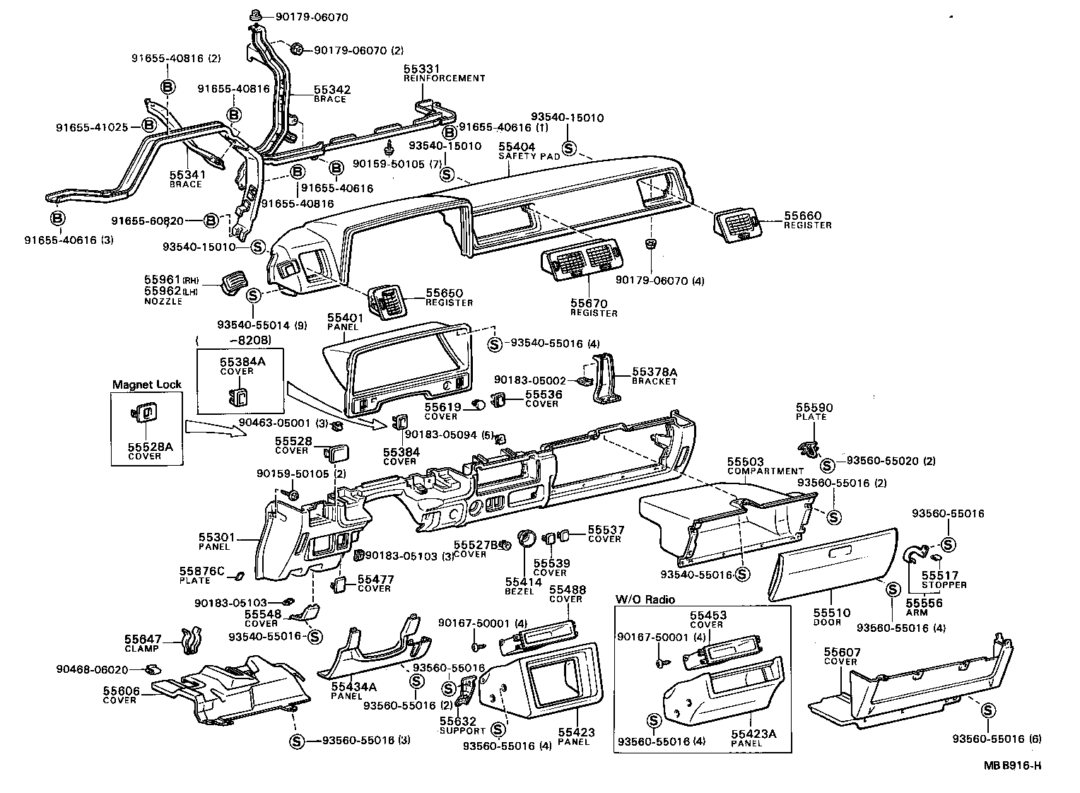 55306-22070 BRACE, INSTRUMENT PANEL, NO.2 product image