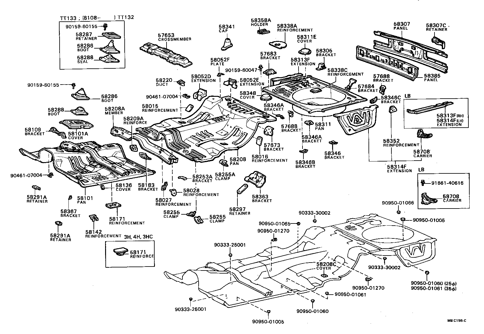 58346-20070 BRACKET, REAR FLOOR HEAT INSULATOR, NO.2 product image
