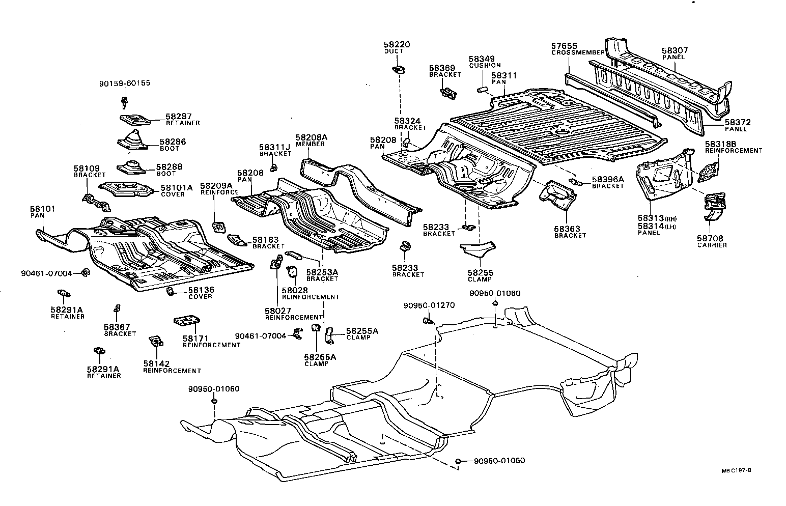 58346-20070 BRACKET, REAR FLOOR HEAT INSULATOR, NO.2 product image