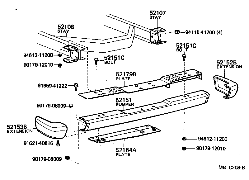 52155-60030 SUPPORT, REAR BUMPER SIDE, RH product image
