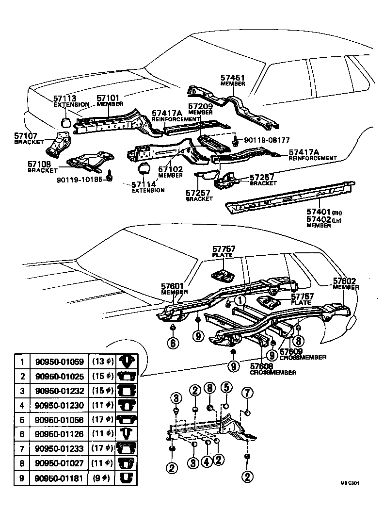 57102-20200 MEMBER SUB-ASSY, FRONT SIDE, LH product image