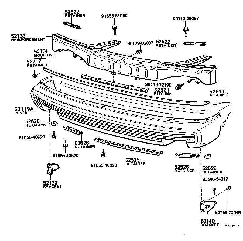 52611-20010 ABSORBER, FRONT BUMPER ENERGY product image