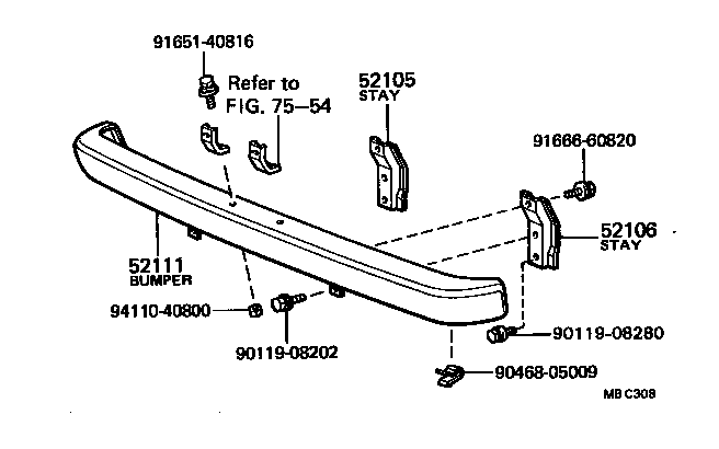 52052-29025 PAD SUB-ASSY, FRONT BUMPER, LH product image