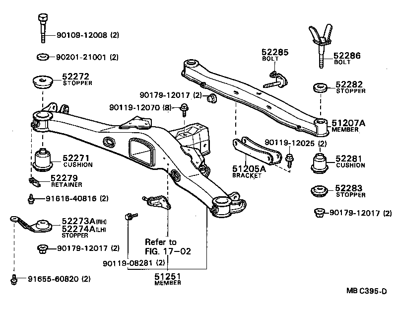 51206-24020 MEMBER SUB-ASSY, REAR SUSPENSION product image