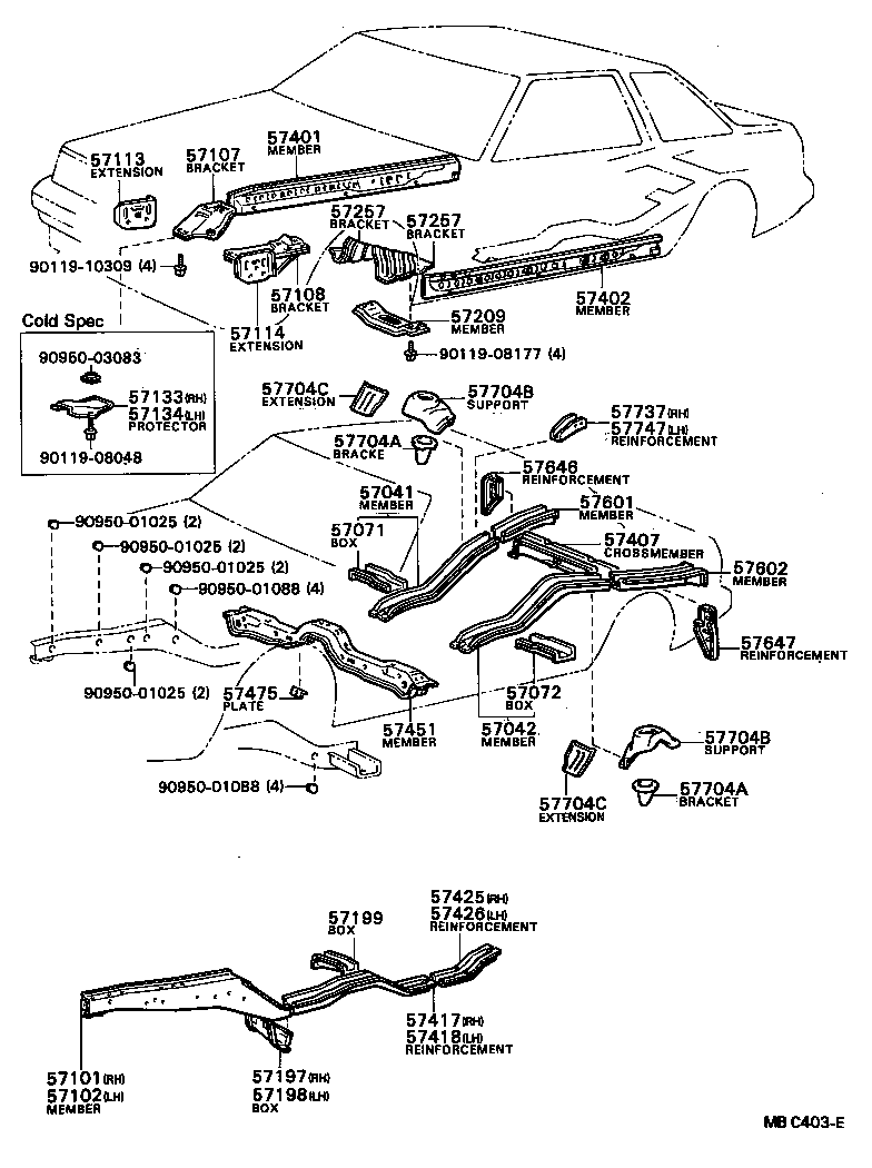 57102-24901 MEMBER SUB-ASSY, FRONT SIDE, LH product image