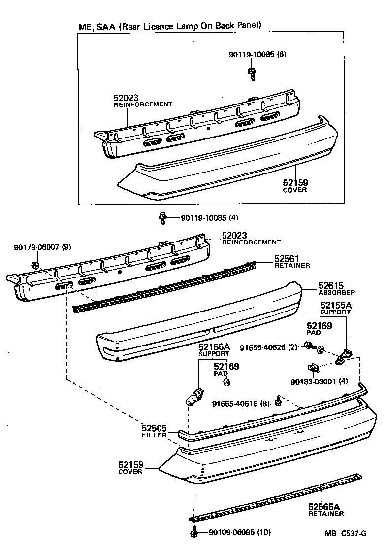 52159-14180 COVER, REAR BUMPER product image