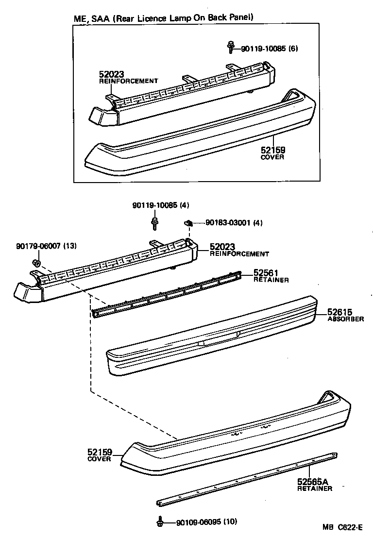 52159-14180 COVER, REAR BUMPER product image