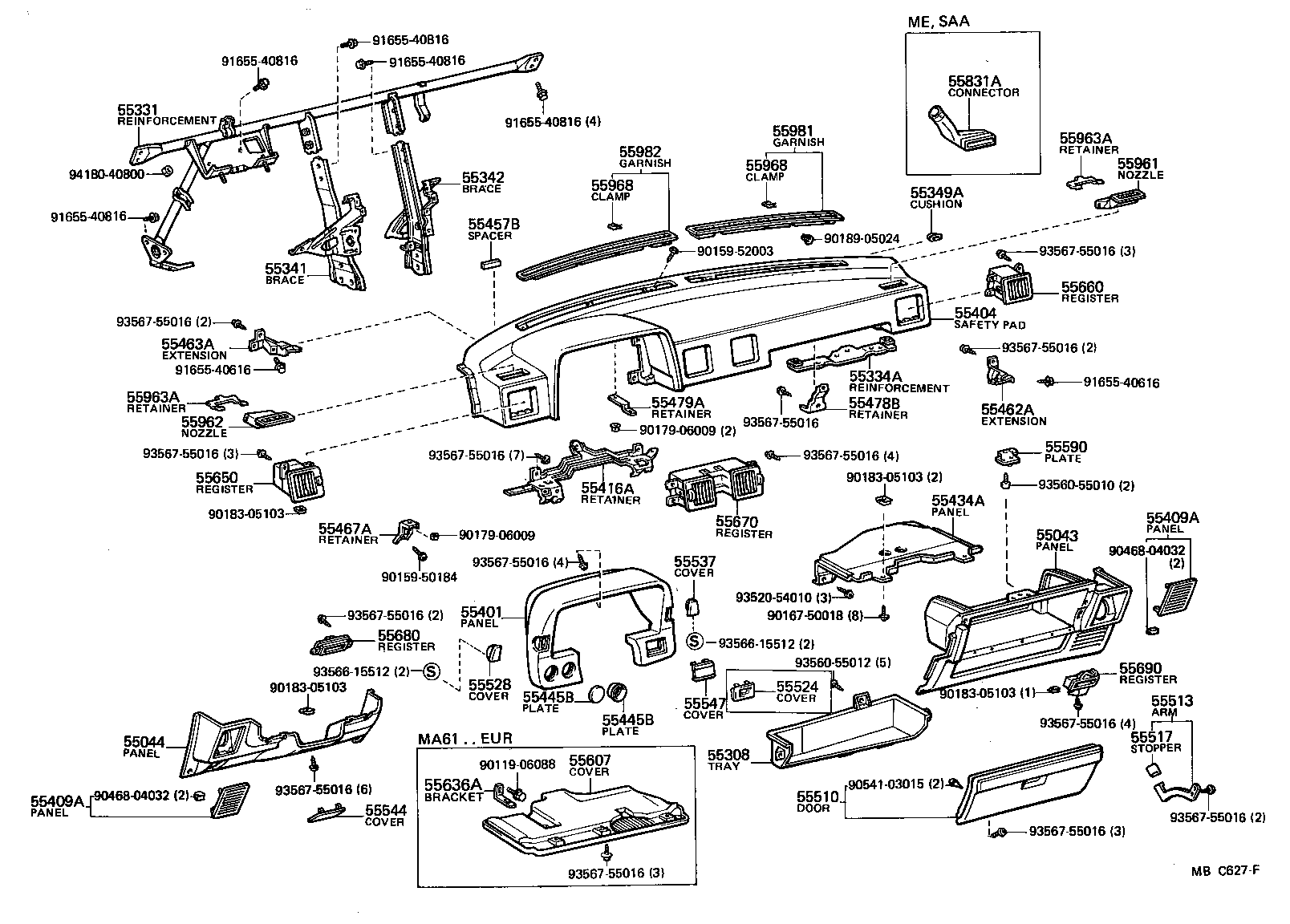 55375-14010 BRACKET, INSTRUMENT PANEL LOWER MOUNTING, LH product image