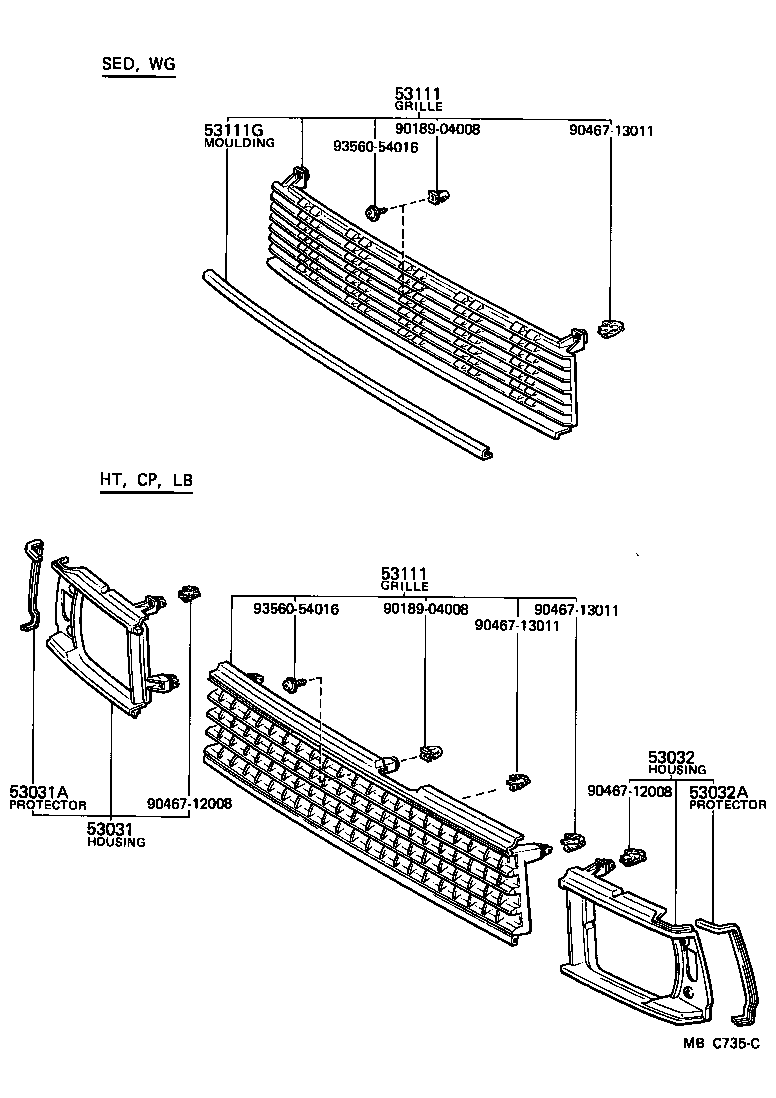 53111-12480 GRILLE, RADIATOR product image