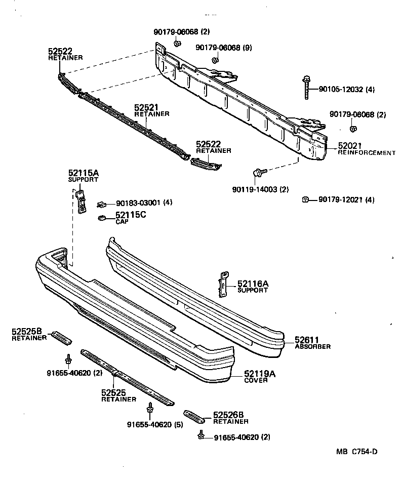 52116-14060 SUPPORT, FRONT BUMPER SIDE, LH product image