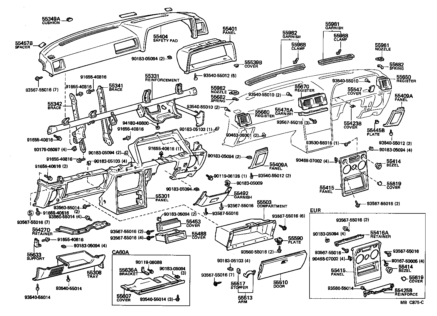 55306-14080 BRACE, INSTRUMENT PANEL, NO.1 product image