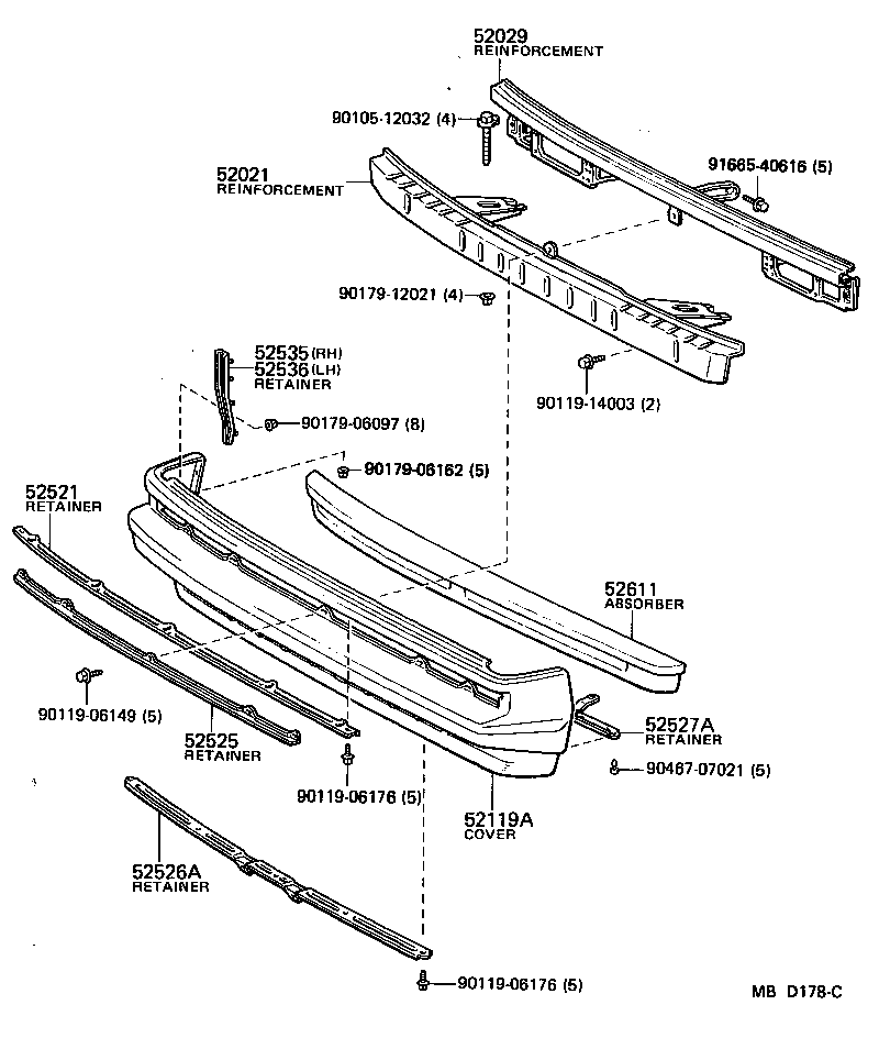 52116-14060 SUPPORT, FRONT BUMPER SIDE, LH product image