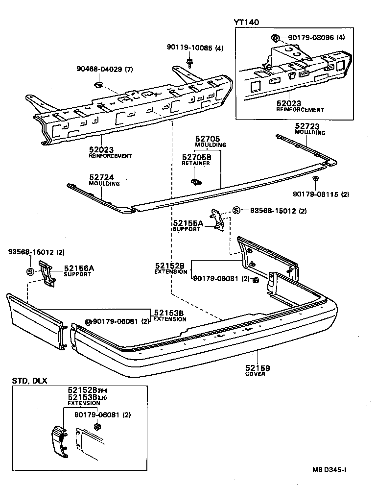 52159-20080 COVER, REAR BUMPER product image