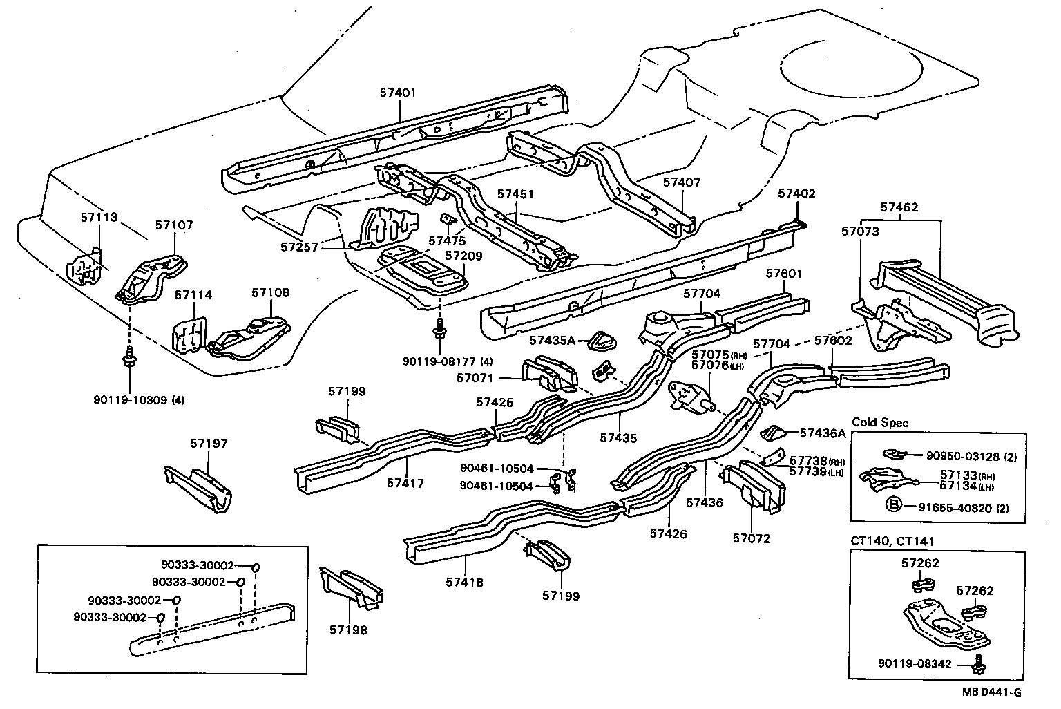 57601-20120 MEMBER SUB-ASSY, REAR FLOOR SIDE, RH product image