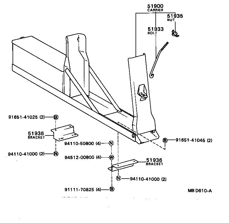 51938-96304 BRACKET, SPARE WHEEL CARRIER product image