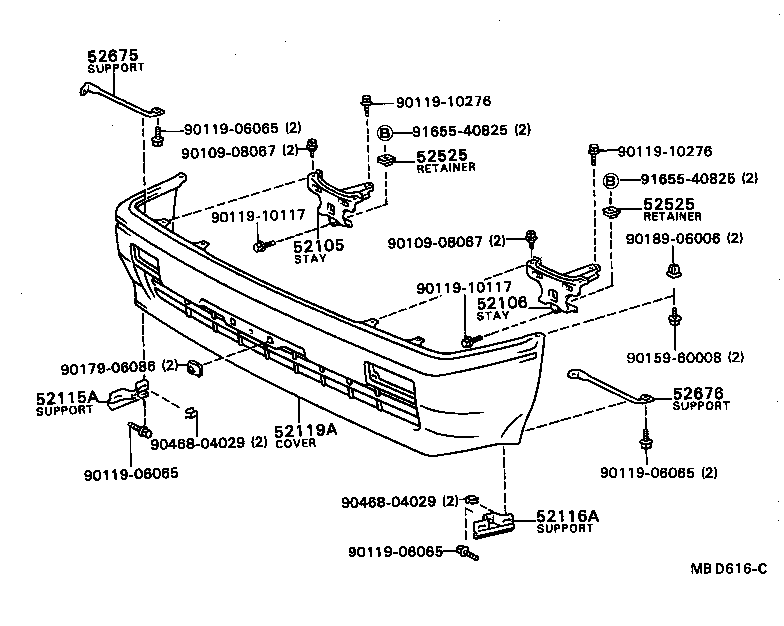 52115-16050 SUPPORT, FRONT BUMPER SIDE, RH product image