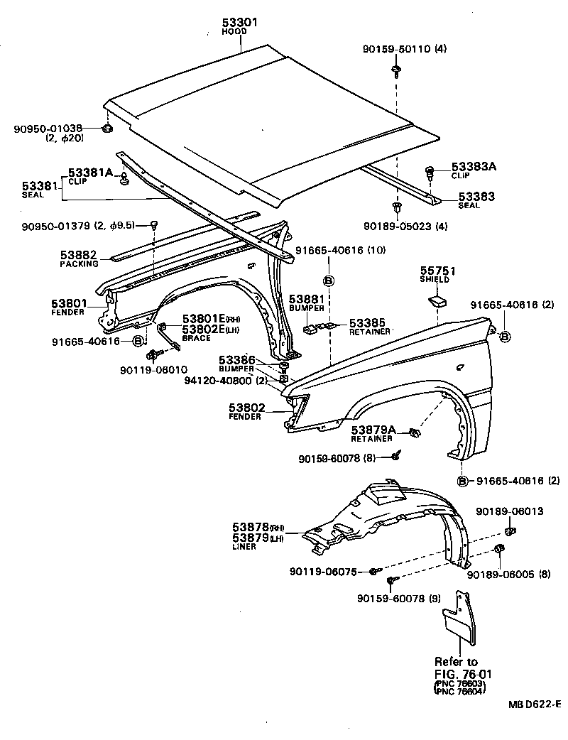53801-16240 FENDER SUB-ASSY, FRONT RH product image
