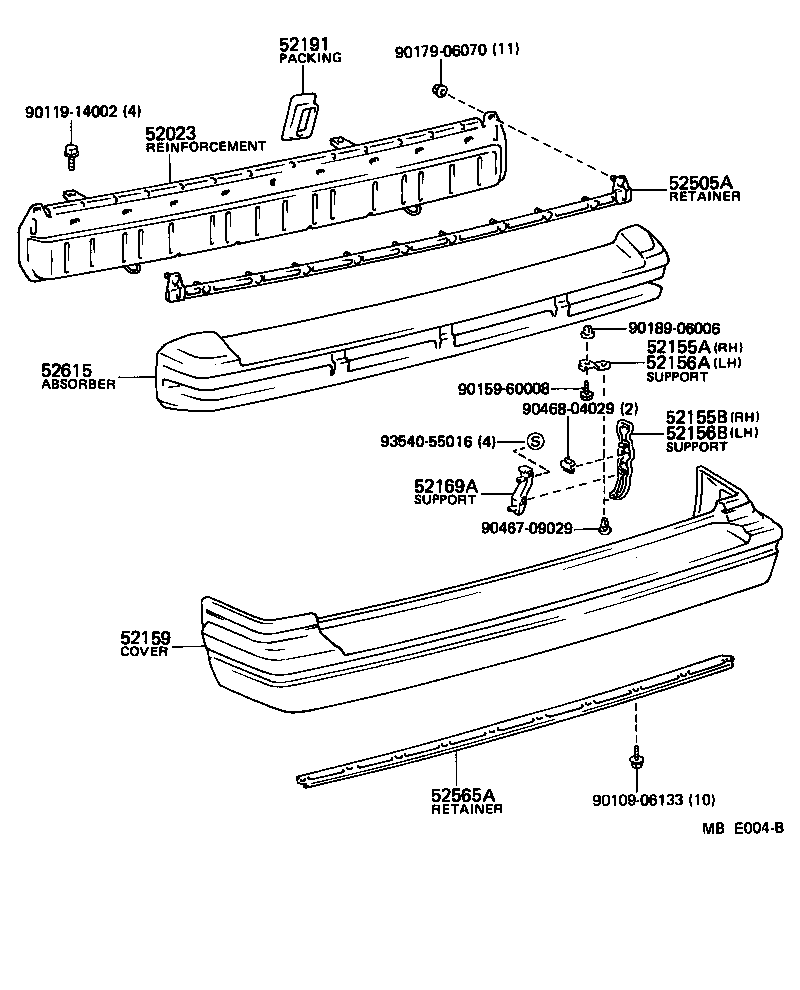 52155-16030 SUPPORT, REAR BUMPER SIDE, RH product image
