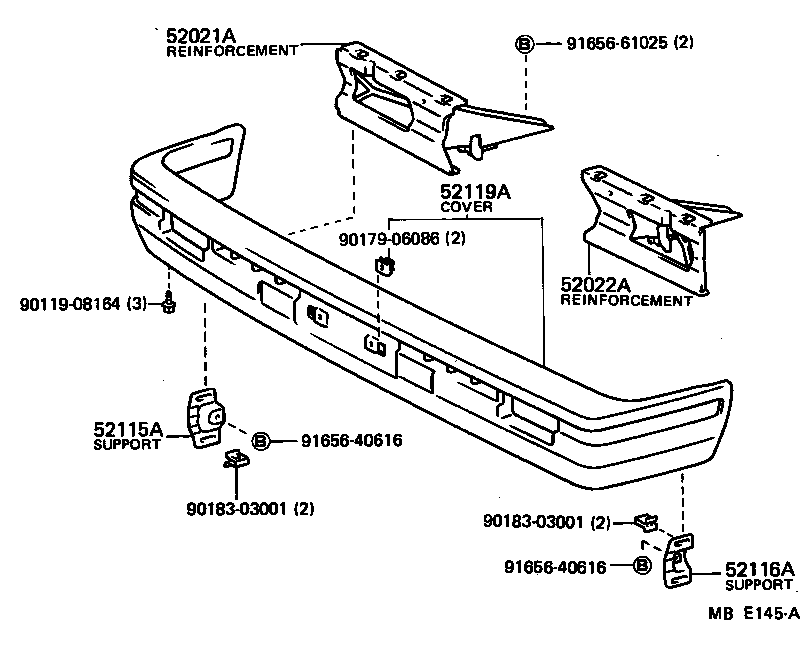 52102-19145 EXTENSION, FRONT BUMPER, RH product image