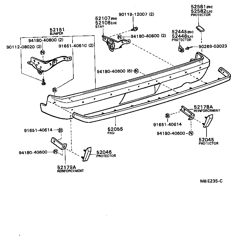 52015-91402 STAY SUB-ASSY, REAR BUMPER, RH product image