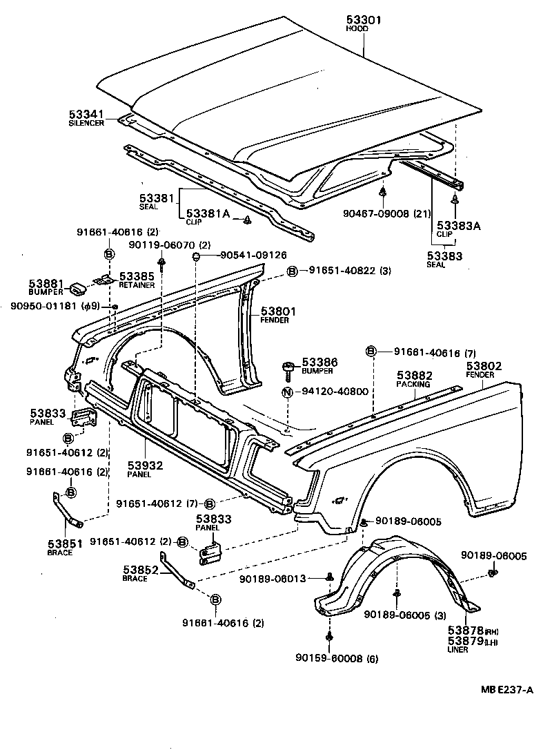 53875-91402 LINER, FRONT FENDER, RH product image