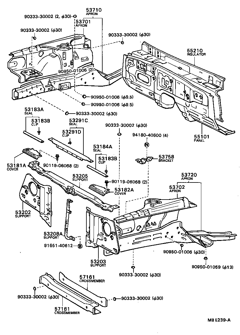 53203-91402 SUPPORT SUB-ASSY, RADIATOR, LH product image