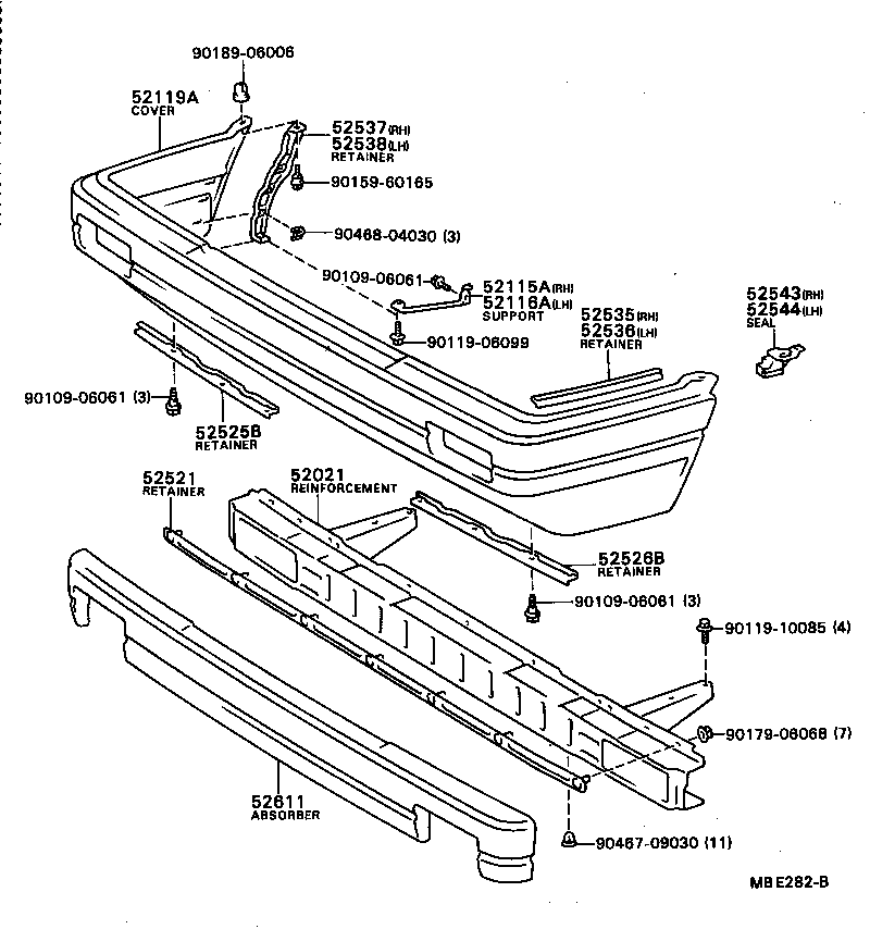 52611-32030 ABSORBER, FRONT BUMPER ENERGY product image